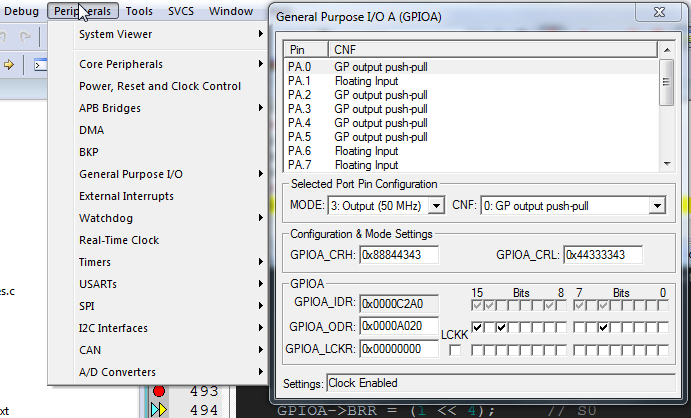  Peripherie Module im Klartext beim Debuggen (nur STM32F103)